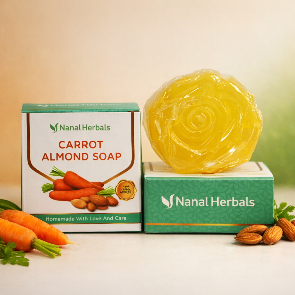 Carrot Almond Soap@Nanal Herbals Carrot & Almond Soap (110g) - Image 1