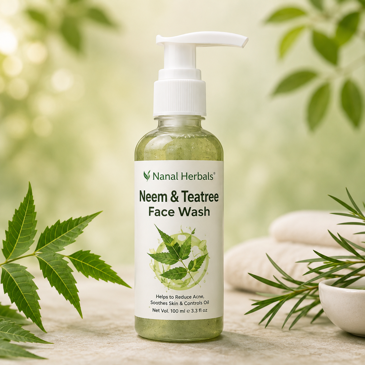 Neem&Teatree facewash@Nanal Herbals Neem and Tea Tree Face Wash 100ml - Image 1